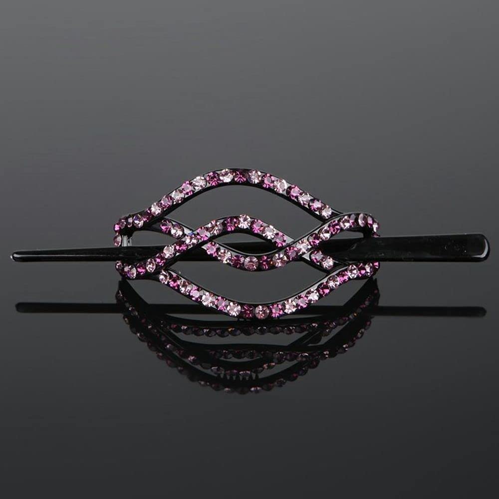 Elegant Rhinestone Hair Fork - Plastic Hairpin for Women, Simple Hairstyle Design Tool, Purple & Pink Hair Accessories for Parties, Weddings, and Daily Styling