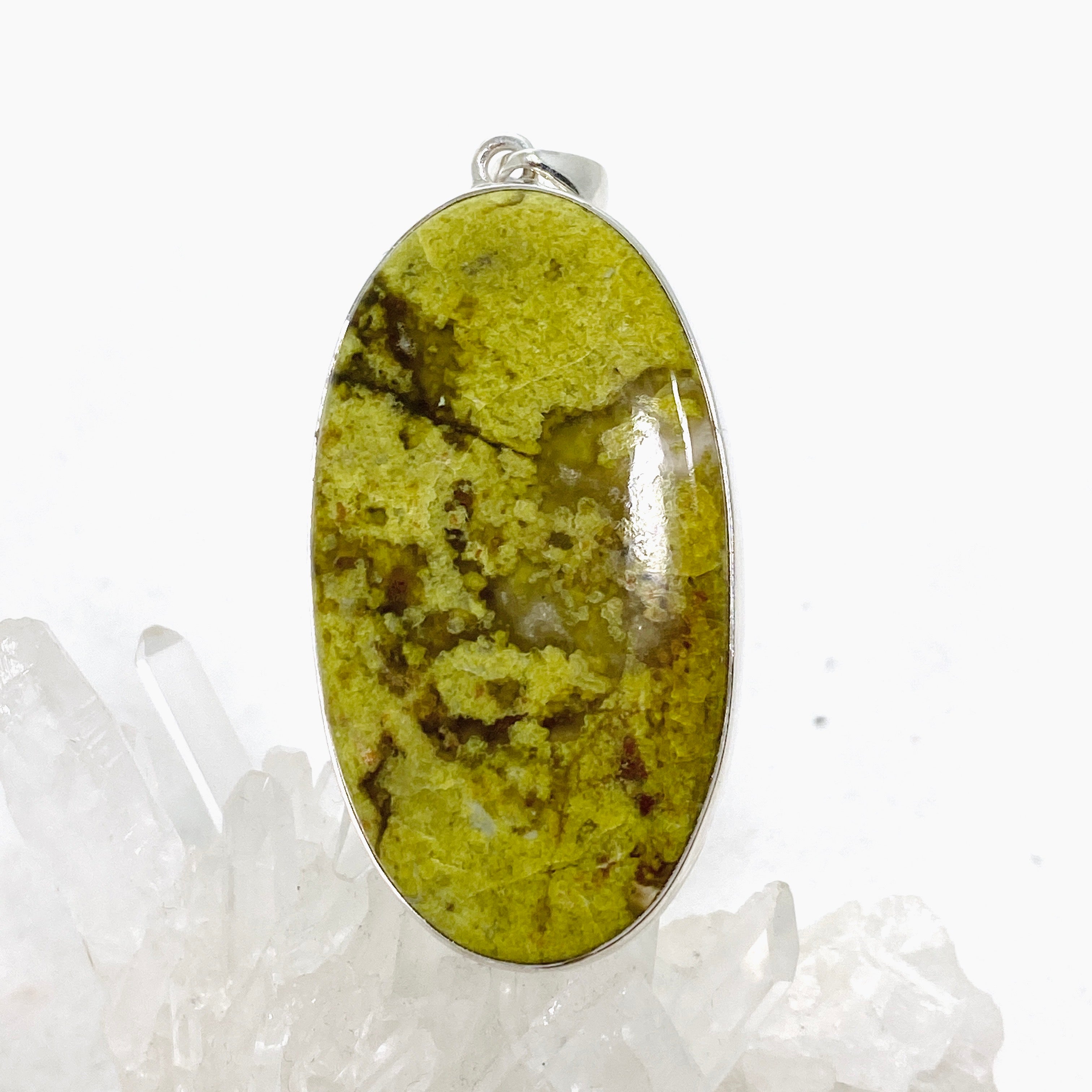 Natural Green Opal (Madagascar) Oval Cabochon Pendant Necklace KPGJ4660 - Perfect for Jewelry Making, Gift Giving & Spiritual Healing