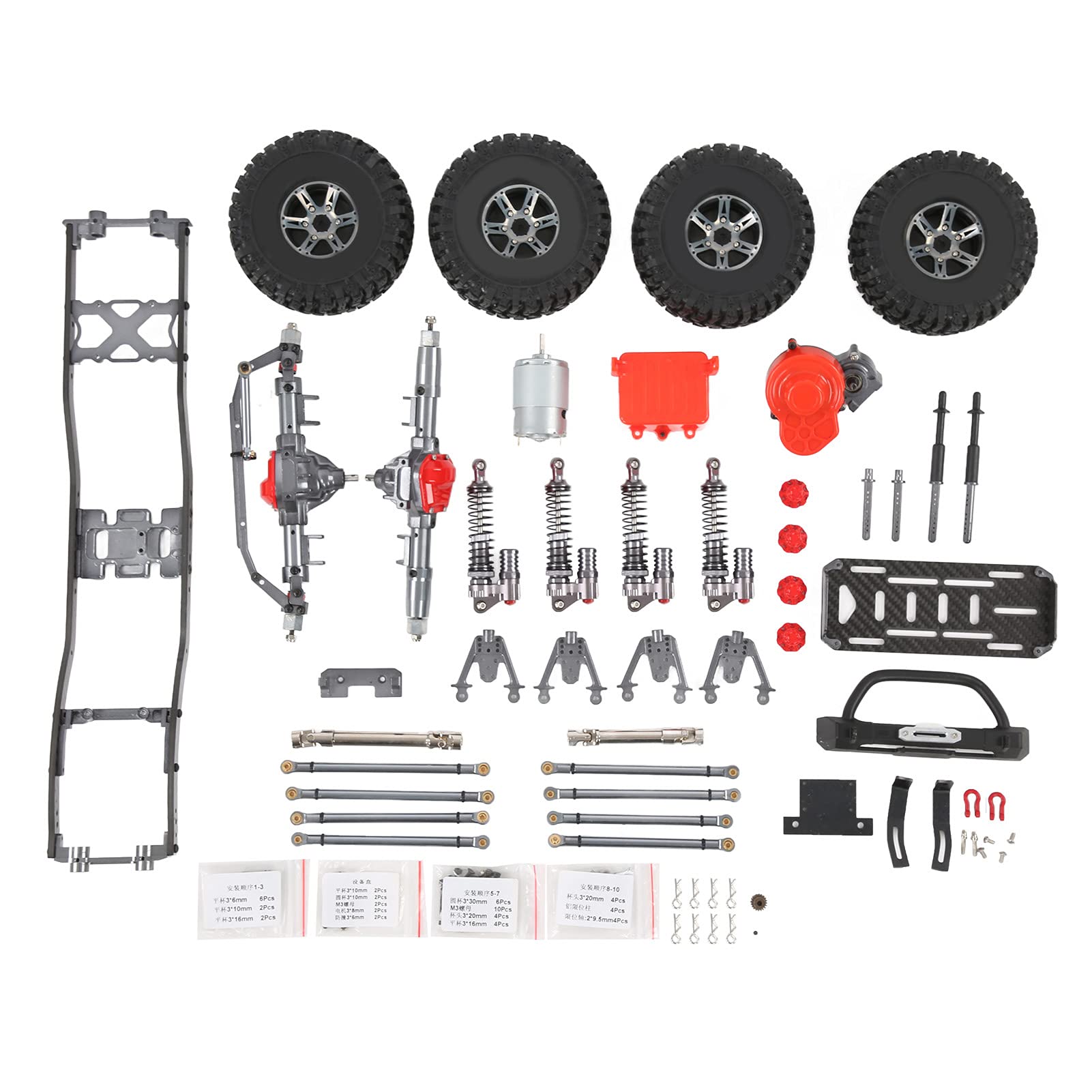 RiToEasysports 1/10 Scale RC Car Frame Kit - Simulation Off-Road Crawler & Drift Racing Chassis for SCX10 Models | Durable RC Accessories for Hobbyists & Competitive Racing | Perfect for Trail Crawling, Rock Climbing & Drift Tracks