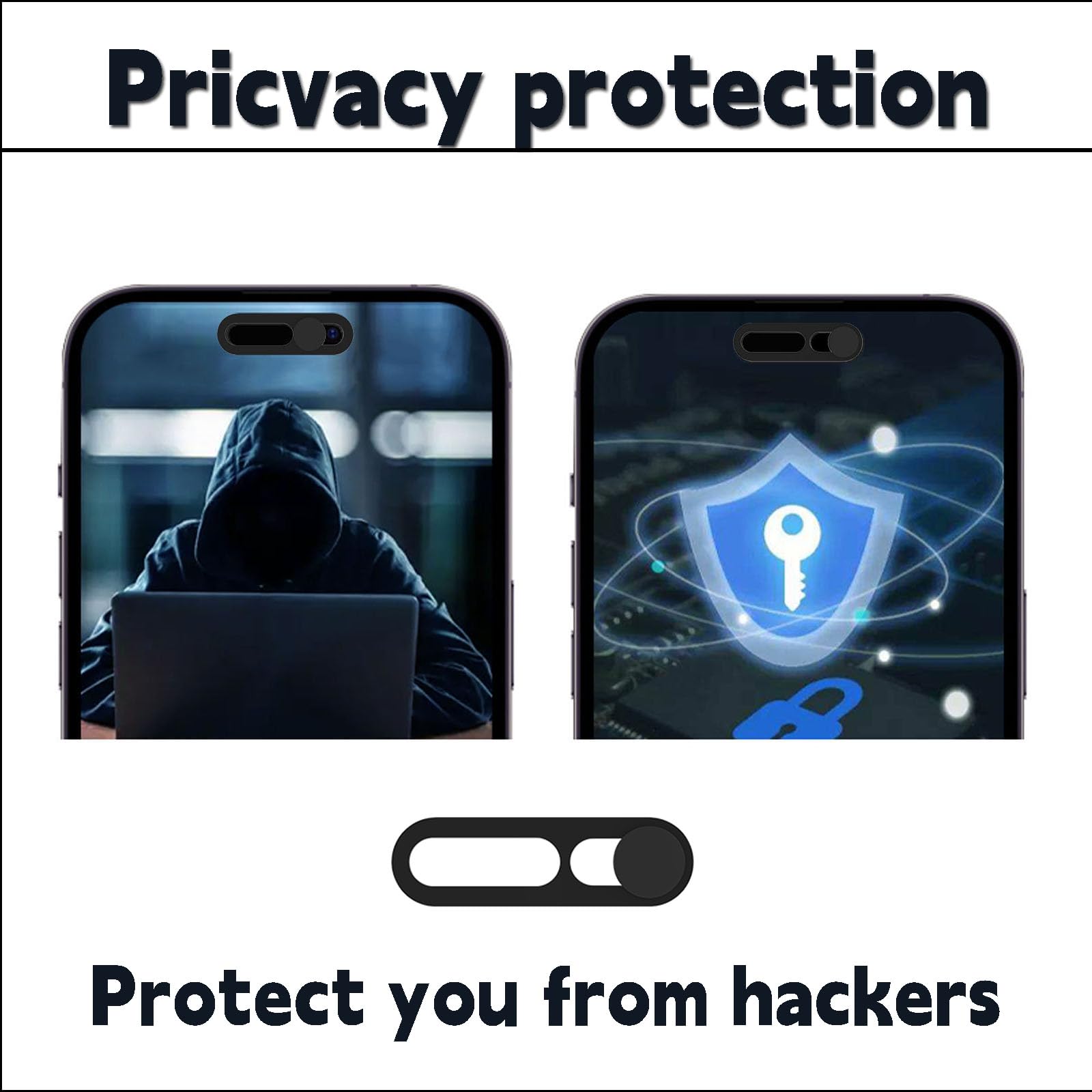 Privacy Webcam Cover Protector for iPhone 14 Pro/15 Pro/16 Pro Series - 2 Pack Black Camera Slider for Front & Laptop Cameras - Secure Your Privacy During Video Calls & Online Meetings