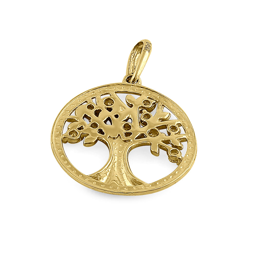 14K Solid Yellow Gold Tree of Life Pendant with Diamonds - Elegant Jewelry Gift for Women, Perfect for Anniversaries, Birthdays & Special Occasions