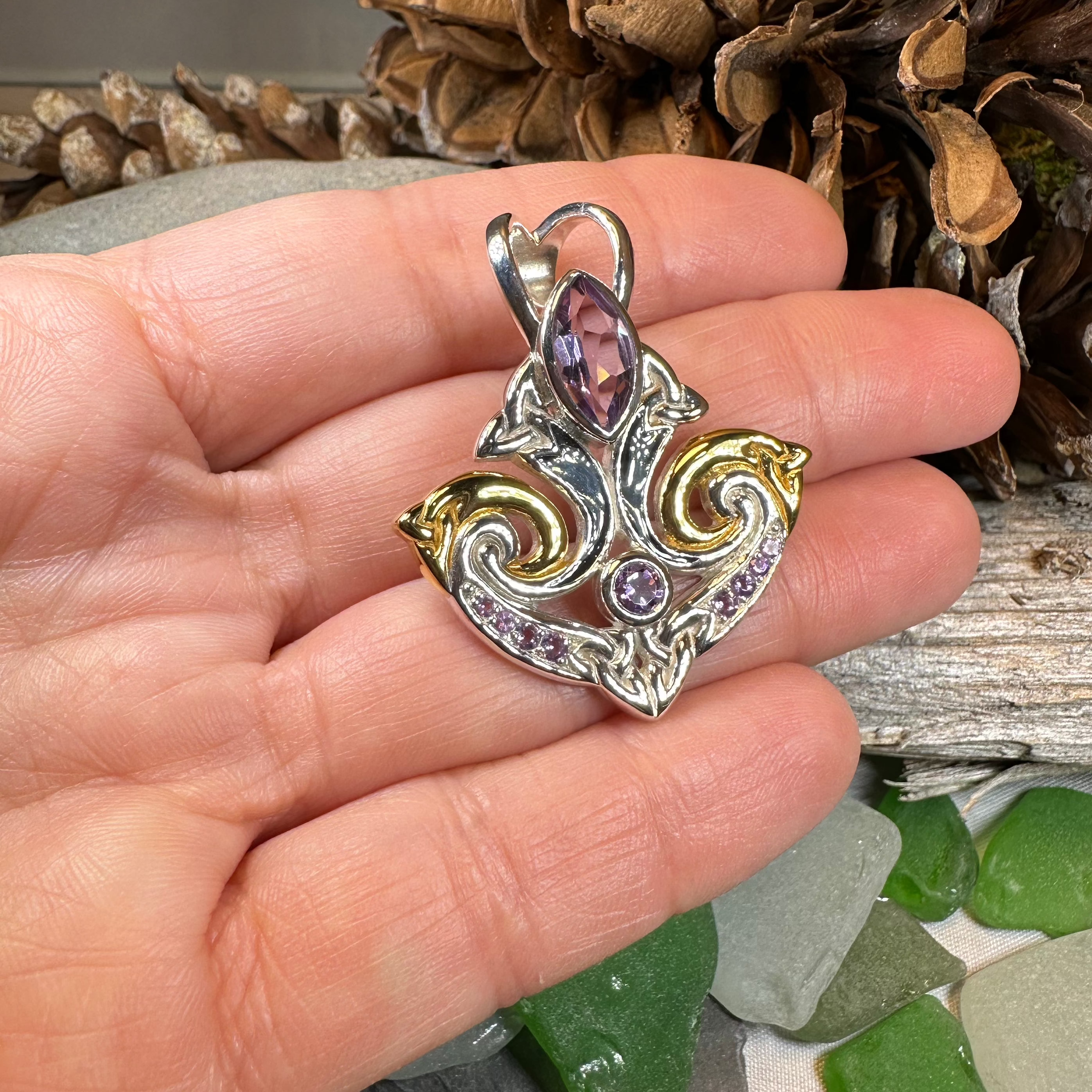 Celtic Triquetra Gemstone Necklace for Women - Sterling Silver Pendant with Birthstone Charm - Spiritual Jewelry for Protection & Good Luck - Perfect Gift for Birthday, Anniversary & Special Occasions