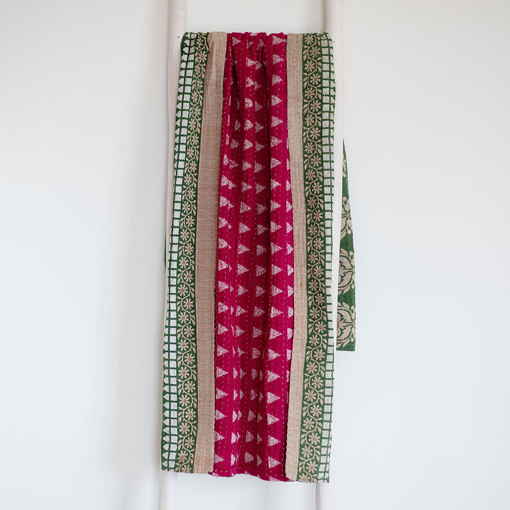 Unique Handmade Kantha Quilt KT7110 - Traditional Indian Patchwork Bedspread for Cozy Home Decor & Bohemian Style Bedroom