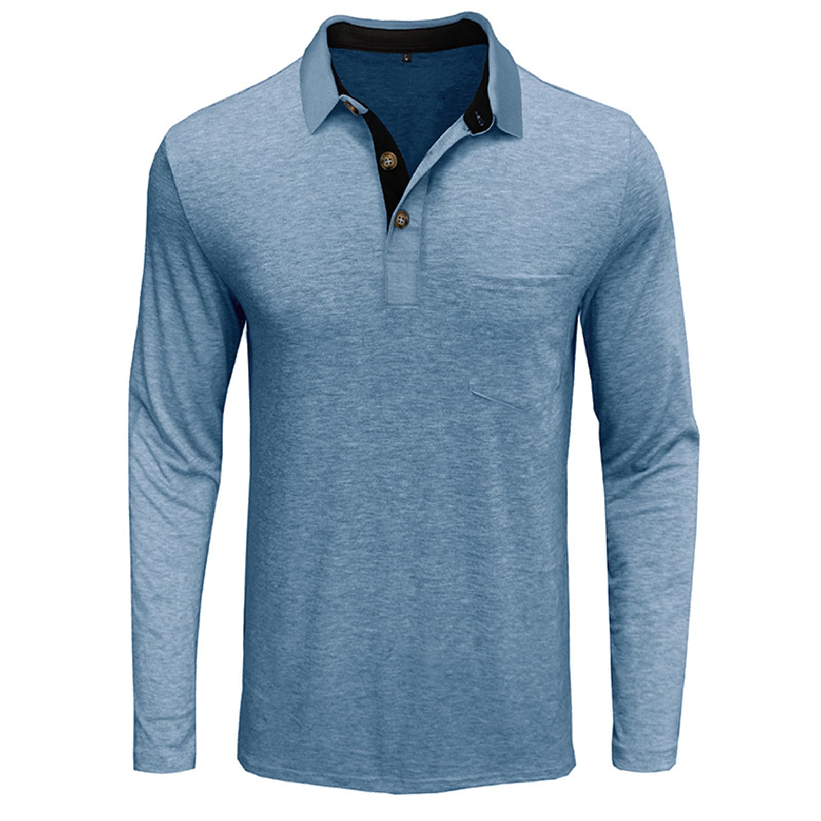 **PICKLION Men's Long Sleeve Polo Shirts - Moisture Wicking, Casual & Golf Polo Shirt with Pocket - Perfect for Work, Golf & Outdoor Activities**