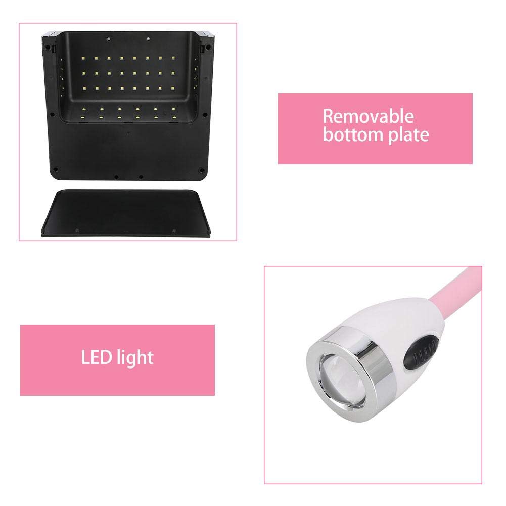 4 in 1 Professional Nail Drill Kit with Dust Collector, UV/LED Nail Lamp, and Desk Light - 108W Electric Nail File for Acrylic & Gel Nails (Black) - Perfect for Home Salons & DIY Manicures