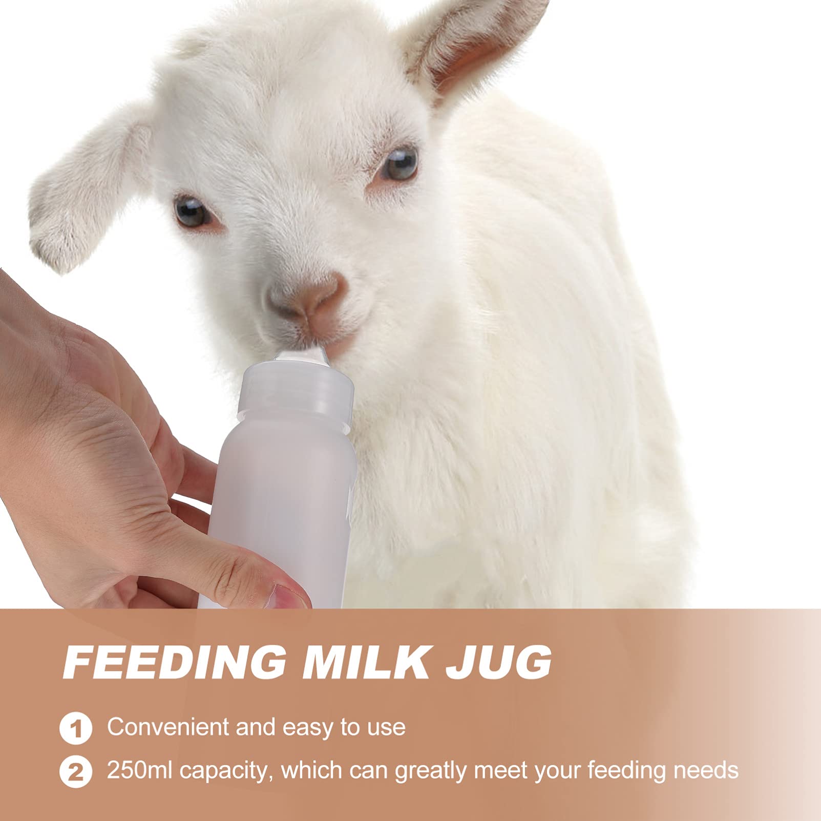 6-Pack 250ml White Lamb Feeding Bottles - Goat Milk Bottle & Calf Feeder for Sheep, Lambs, and Baby Animals - Perfect for Farm, Ranch, and Pet Care