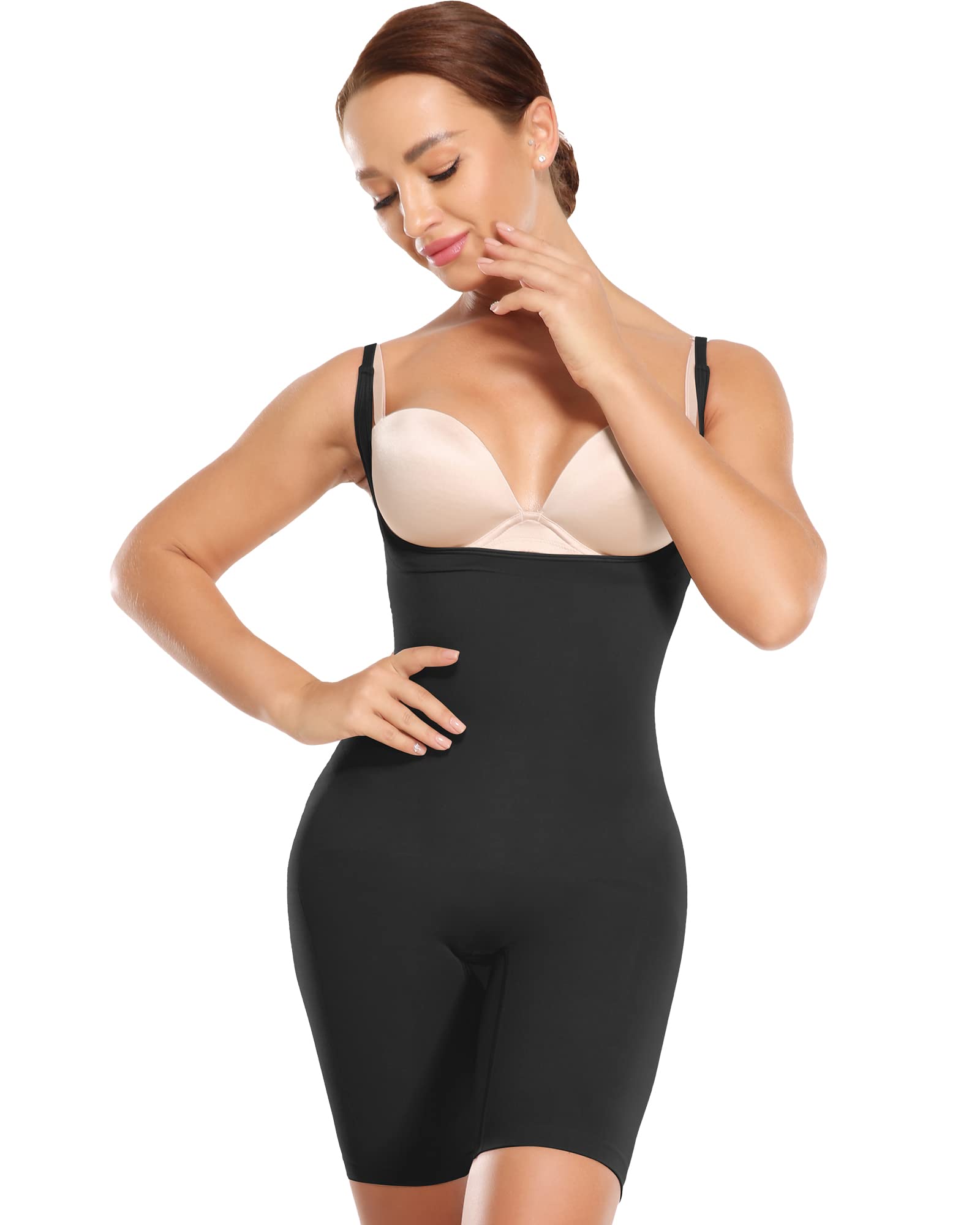SHAPEVIVA Women's Seamless Shapewear Bodysuit - Tummy Control Full Body Slimming Underwear with Spaghetti Straps | Colombian Fajas for Everyday Wear, Special Occasions & Postpartum Recovery