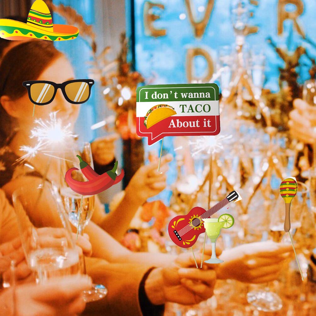 32-Piece Mexican Fiesta Photo Booth Props Set - Cinco de Mayo Party Decorations, Table Centerpieces & Photo Backdrop Accessories - Perfect for Themed Parties, Weddings, and Festive Celebrations