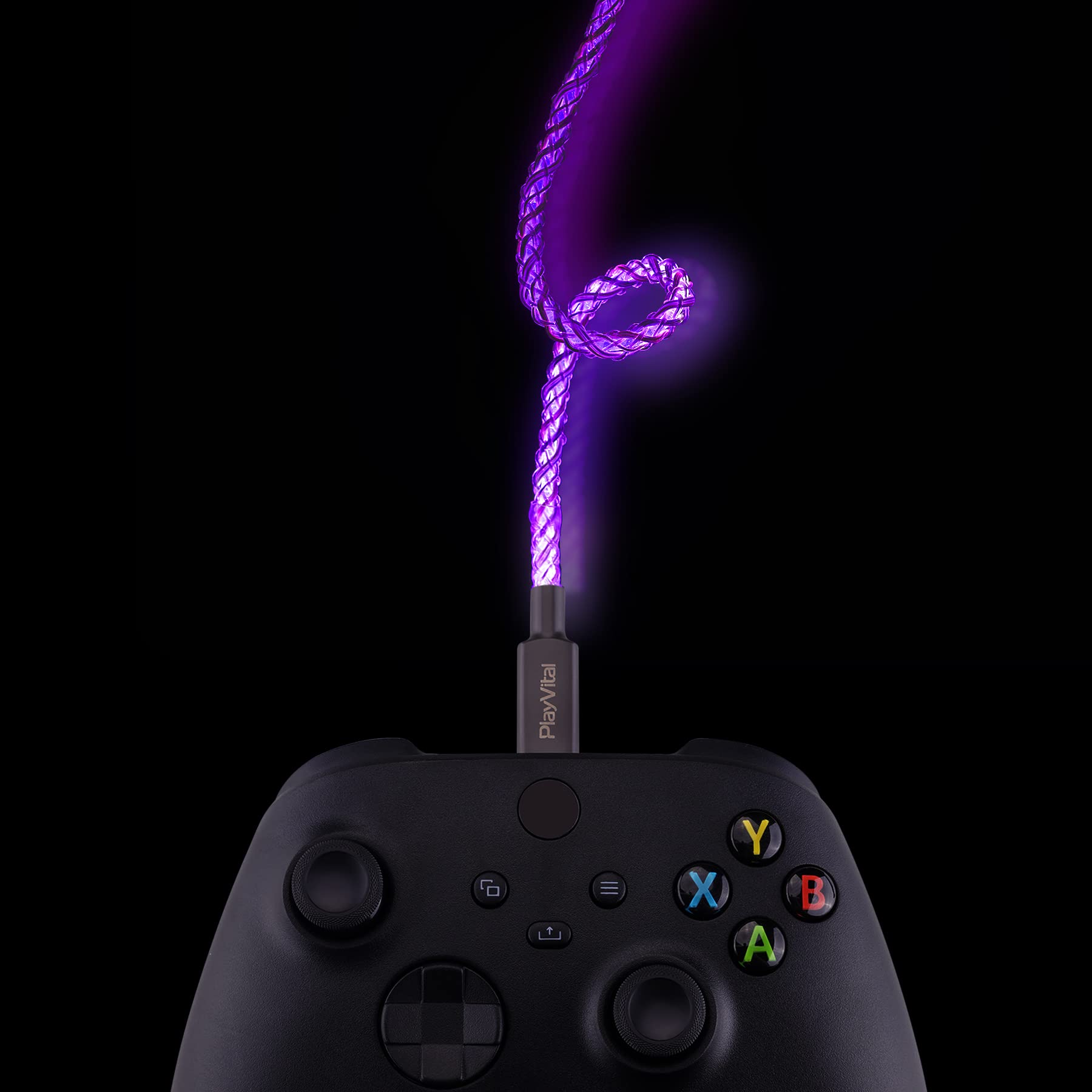 PlayVital 3.28FT LED Illuminated USB-C Charging Cable for PS5 Controller - Universal Fast Charging Cord for Xbox Core/Elite Series 2, Switch Pro Controller - Gaming Accessory for Night Play & Charging