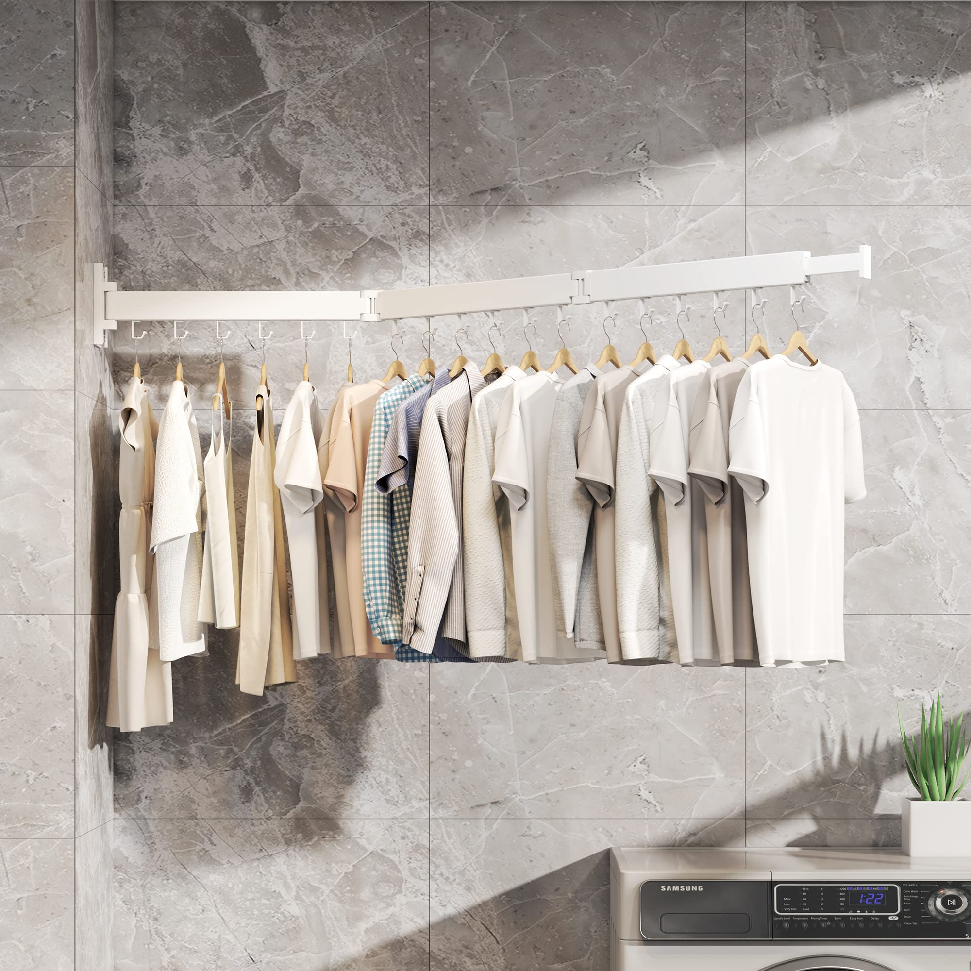 Wall Mounted Drying Rack - Foldable & Retractable for Laundry Room