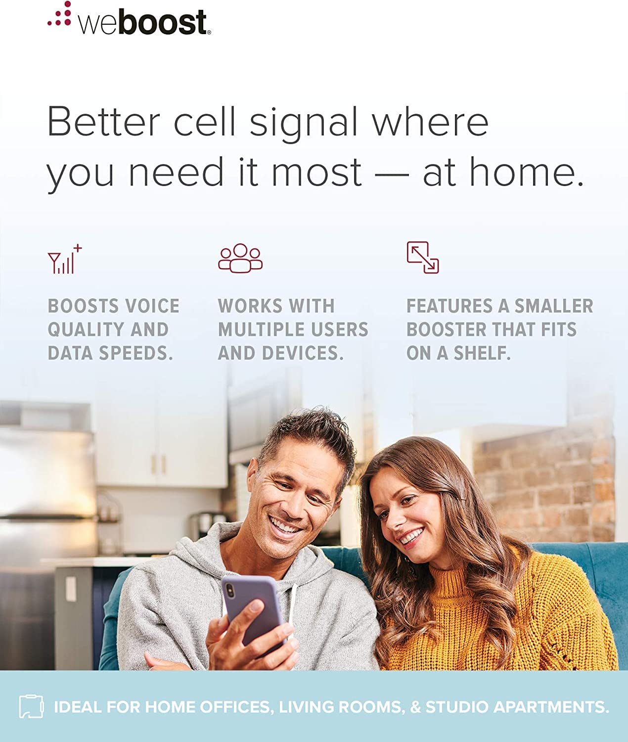 weBoost Home Studio (470166R) Refurbished Cell Phone Signal Booster Kit - 5G Ready for Verizon, AT&T & All US Carriers | 1-Year Warranty | Ideal for Home Office, Studio & Small Spaces with Weak Signal