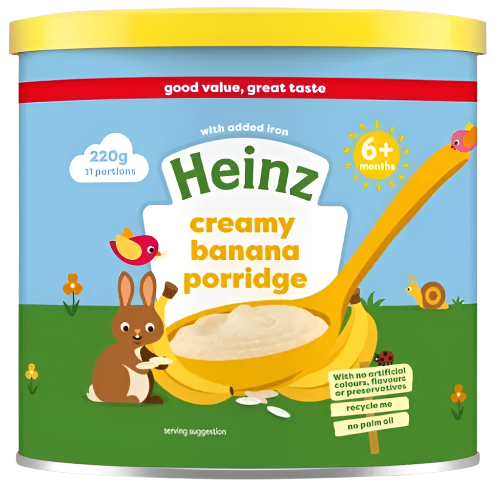 Heinz Creamy Banana Porridge - 3 Pack (220g Each) | Healthy Baby Breakfast Cereal | Quick & Easy Meal for Infants & Toddlers | Ideal for On-the-Go Feeding & Travel