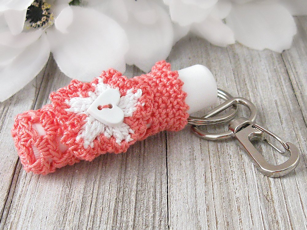 Handmade Crochet Keychain with Lip Balm Holder - Cute & Functional Accessory for Keys, Bags, and Gifts | StitchnTyme