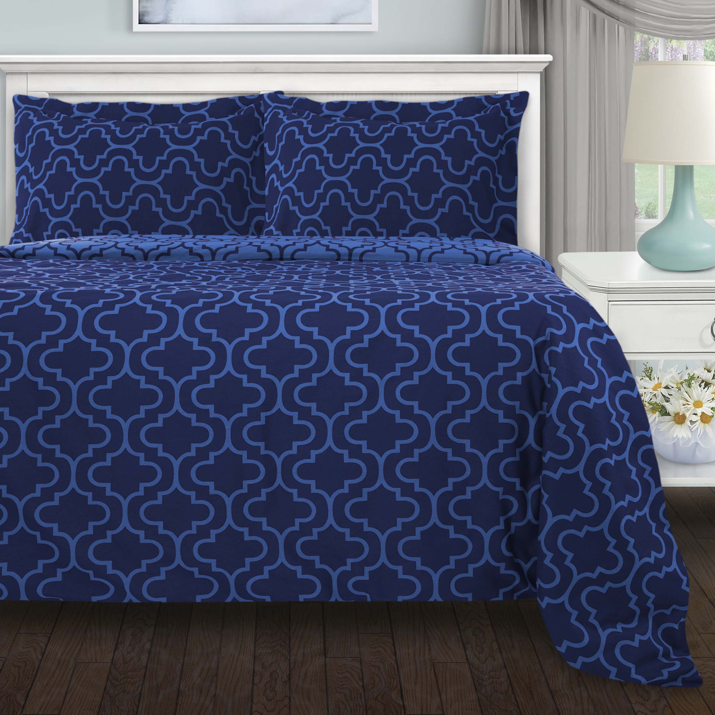 Premium Cotton Flannel Trellis Duvet Cover Set - Soft & Cozy Queen/King Size Bedding - Perfect for Winter Warmth & Farmhouse Bedroom Decor