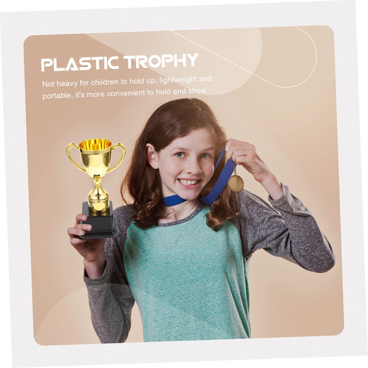 SWAYVES 2-Pack Small Sports Trophies - 1st Place Mini Football Party Awards, Compact Winner Trophies for Kids, Team Celebrations & Game Room Decor - Perfect for Soccer, Basketball & Baseball Tournaments