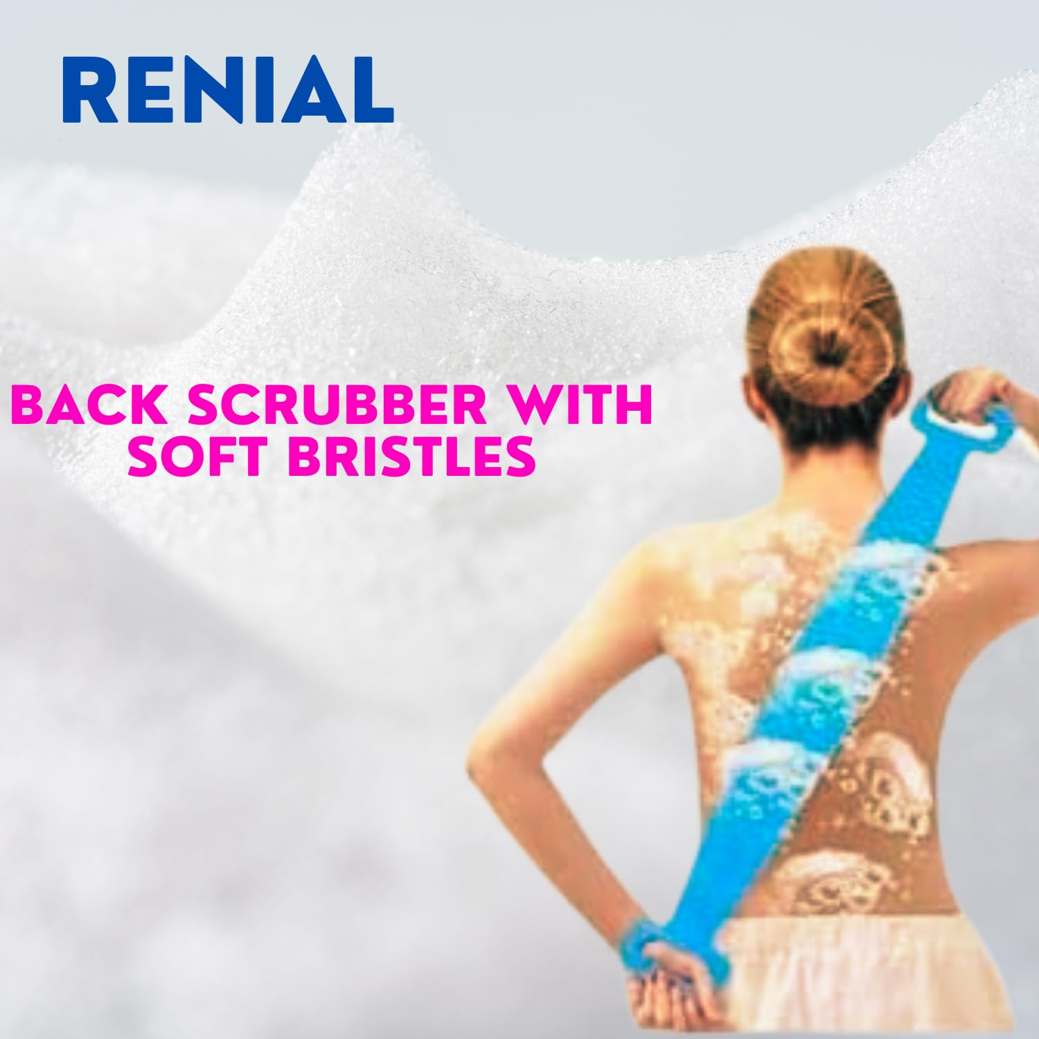 RENIAL® Double-Sided Silicone Body Scrubber - Exfoliating Brush for Deep Skin Cleaning & Dead Skin Removal - Shower Massage Belt - Easy to Clean (1 Pack) - Perfect for Daily Shower Routine & Spa-Like Exfoliation