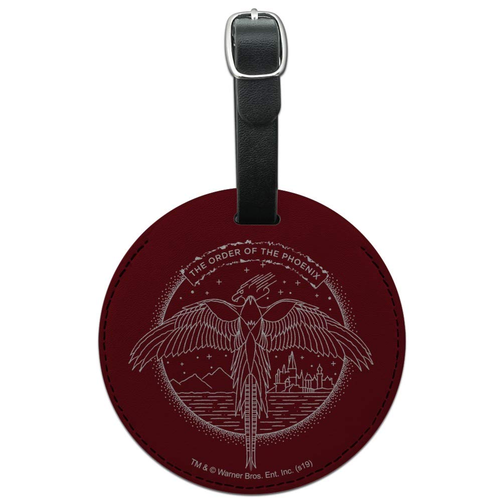 Harry Potter The Order of The Phoenix Round Leather Luggage Tag - Personalized Carry-On ID Tag for Suitcases, Backpacks & Travel Bags - Perfect for Harry Potter Fans, Cosplay & Travel Accessories