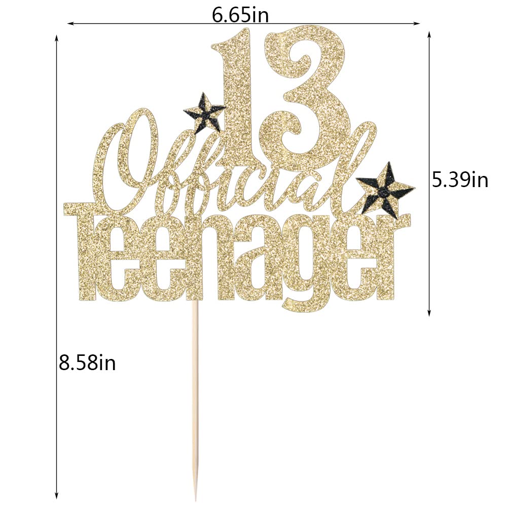 13th Birthday Cake Topper - Gold Teenager Cake Decoration for Boys & Girls | Hello 13 & Cheers to 13 Years Party Supplies | Perfect for Sweet 16 Celebrations, Milestone Birthdays & Teen Parties