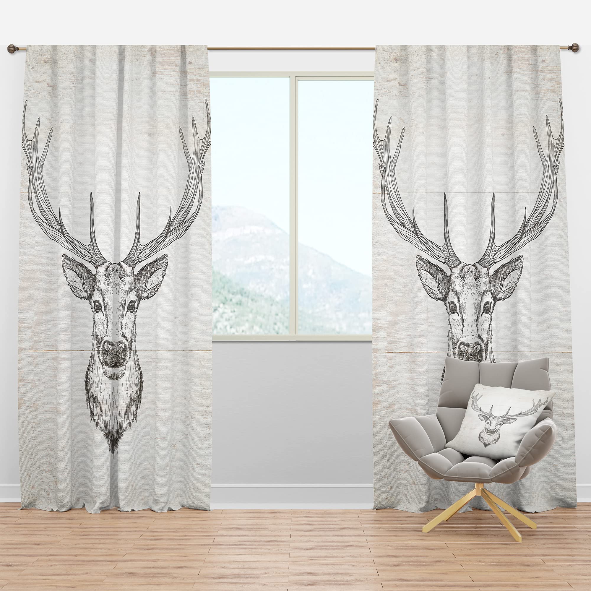 DesignQ Blackout Curtains 'Deer Wild and Beautiful IV' - Thermal Insulated Single Panel Window Drapes (52x90 inches) for Bedroom & Living Room - Noise Reducing & Energy Saving Home Decor