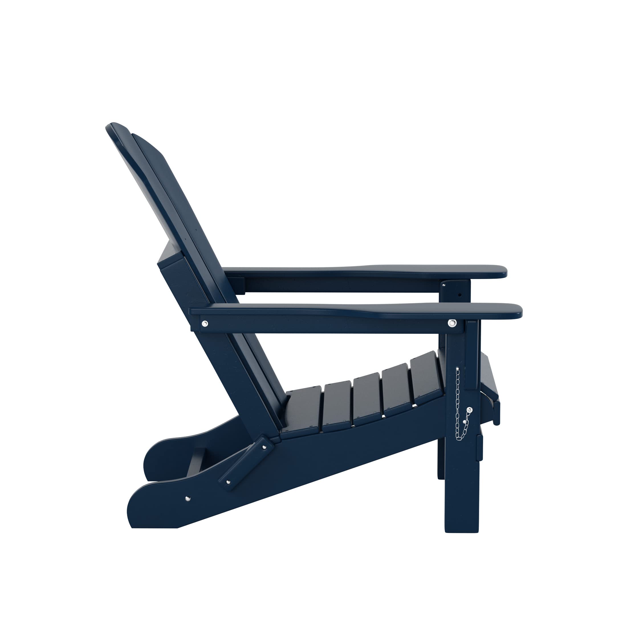 Adirondack Chairs Set of 3 with Table - Outdoor Folding Furniture for Garden, Patio & Camping (Navy Blue)