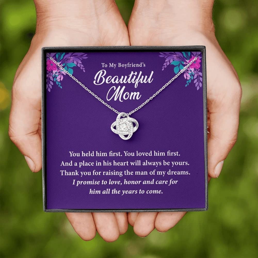Love Knot Necklace for Boyfriend's Mom - Thoughtful Gift with Message Card - Perfect for Christmas, Mother's Day & Birthday - Elegant Jewelry for Special Occasions & Appreciation Gifts