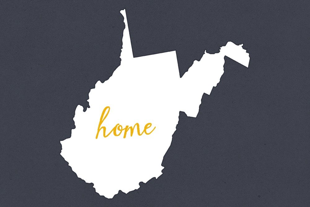 West Virginia Home State White on Gray 24x36 Signed Art Print - Wall Decor Poster for Living Room, Office & Gift Giving