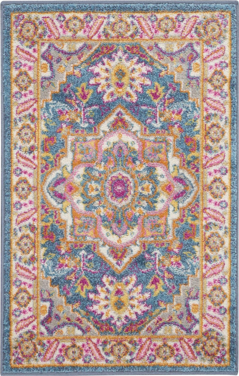 Nourison Passion Bohemian Teal Multicolor 1'10