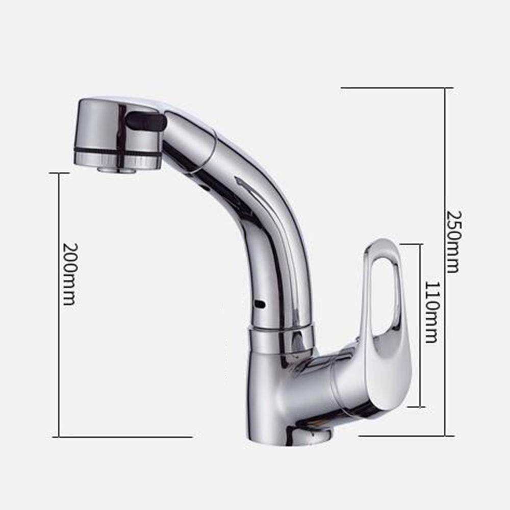 Stainless Steel Pull Down Sprayer Kitchen Faucet - Chrome Plated Copper Hot & Cold Water Sink Faucet with Liftable Spout for Modern Kitchen & Bathroom Renovation