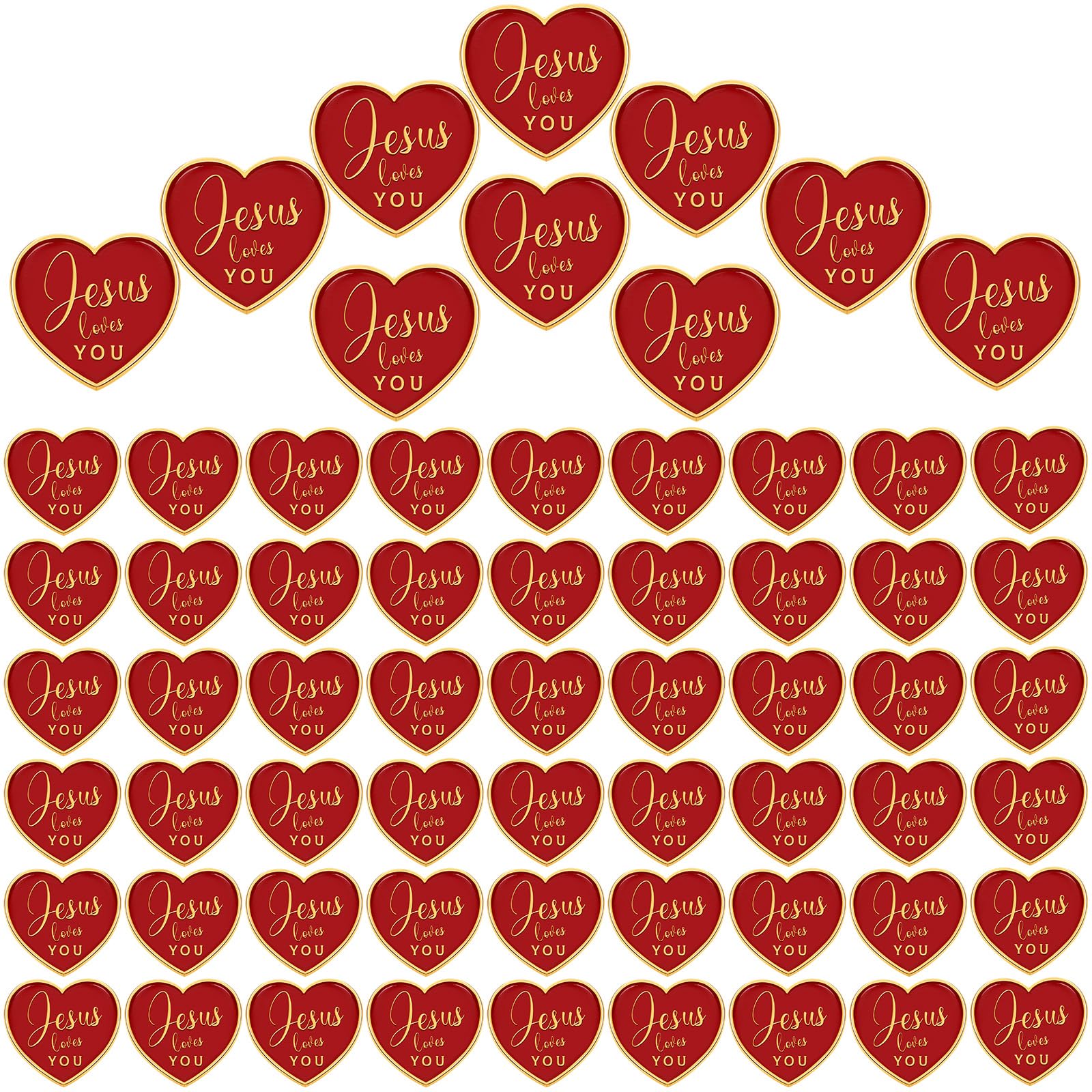 Bulk Christian Heart Pins - Jesus Loves You Religious Pins for Easter, Holy Week & Sunday School | Catholic Church Gifts for Clergy, Visitors & Members | Perfect for Bible Study, Worship Services & Faith-Based Events