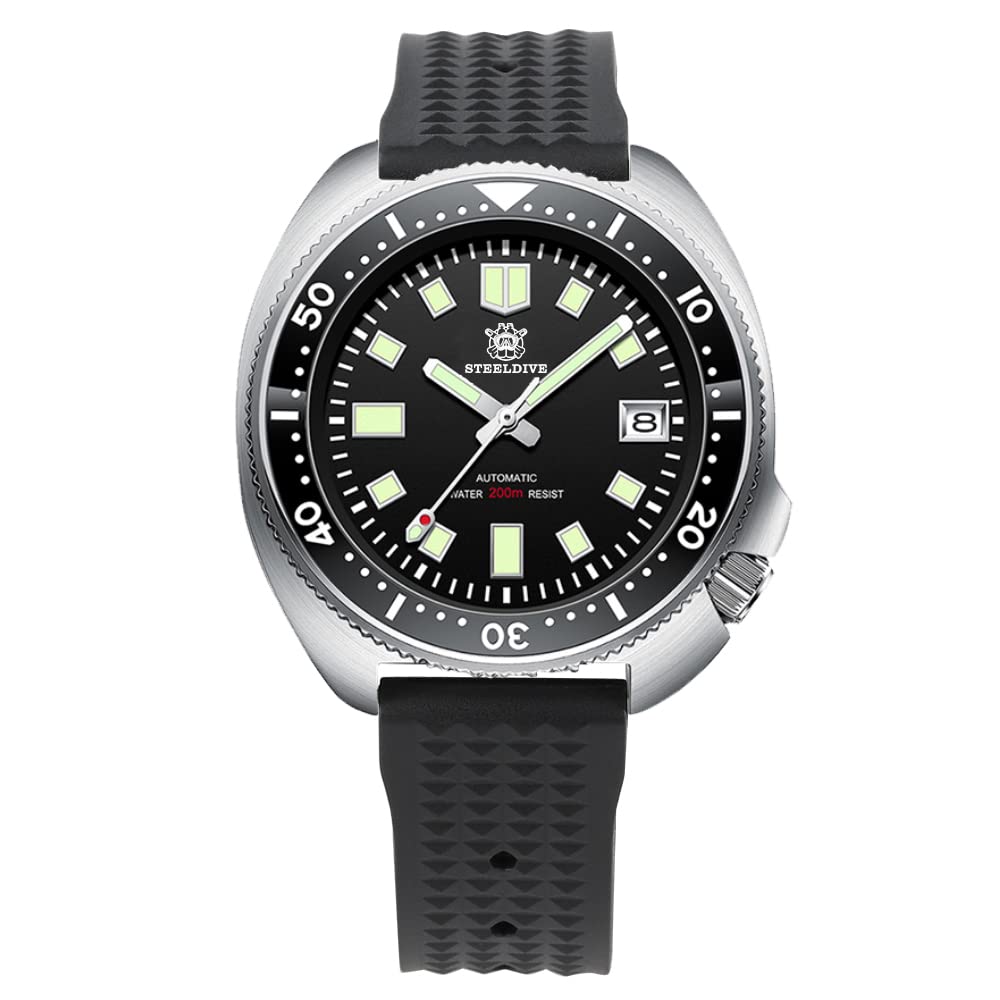Steeldive Men's Automatic Diving Watch SD1970 with NH35 Movement - 200M Water Resistant Vintage Dive Watch for Men | Perfect for Scuba Diving, Swimming & Everyday Wear
