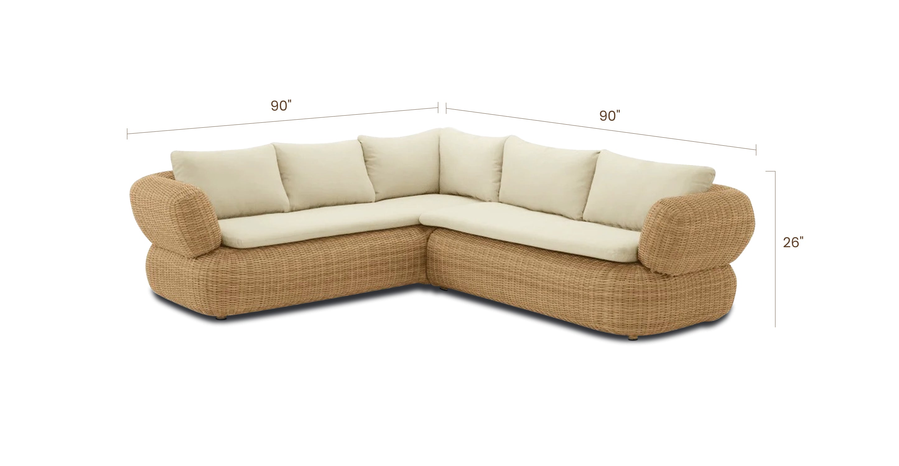 Vieste Modern Corner Sectional Sofa Set - 5-Piece L-Shaped Couch with Ottoman for Living Room, Lounge & Family Room - Comfortable Fabric Upholstered Sectional Couch Set for Home Decor