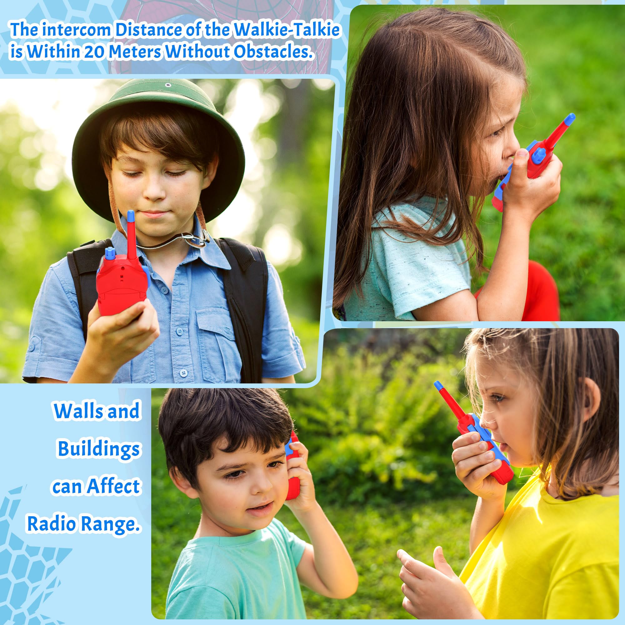 Spider-Man Walkie Talkies for Kids - 2 Pack Superhero Walkie Talkie Toys for Boys & Girls, Indoor Outdoor Adventure Play, Birthday Gifts for Children (Great for Backyard Exploration, Camping & Role Play)