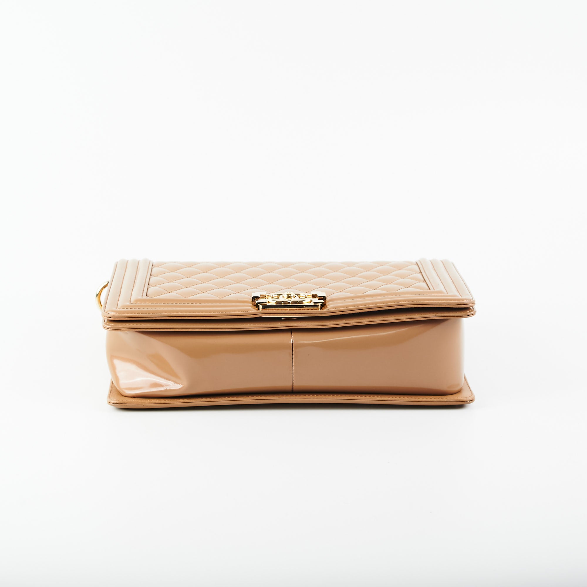 Chanel New Medium Boy Bag in Dark Beige Iridescent Patent Leather - Luxury Crossbody Bag for Women, Perfect for Evening Parties & Date Nights