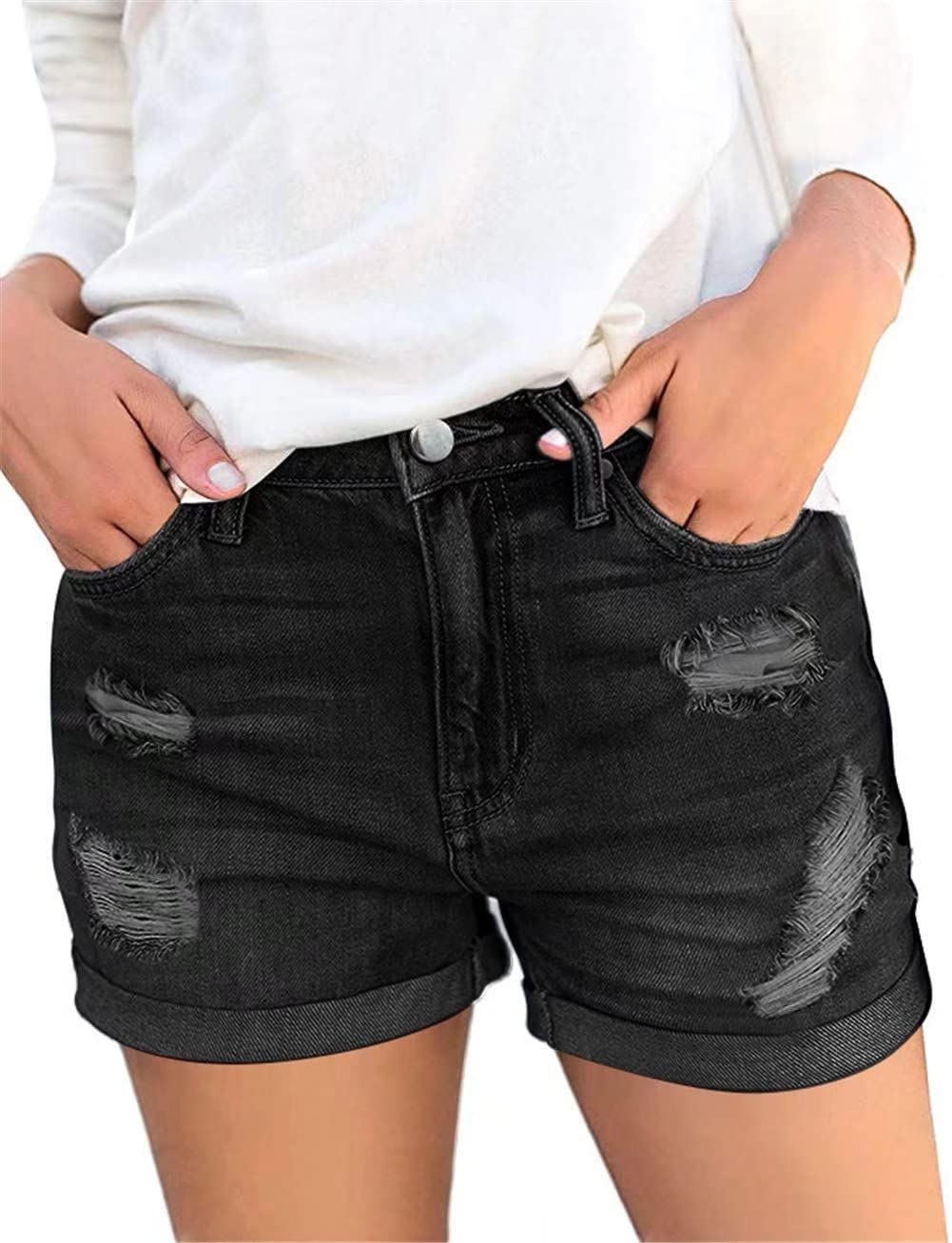 JOCAFIYE Women's Ripped Denim Shorts - High Waisted Summer Shorts for Casual Wear | Perfect for Beach, Shopping & Outdoor Activities