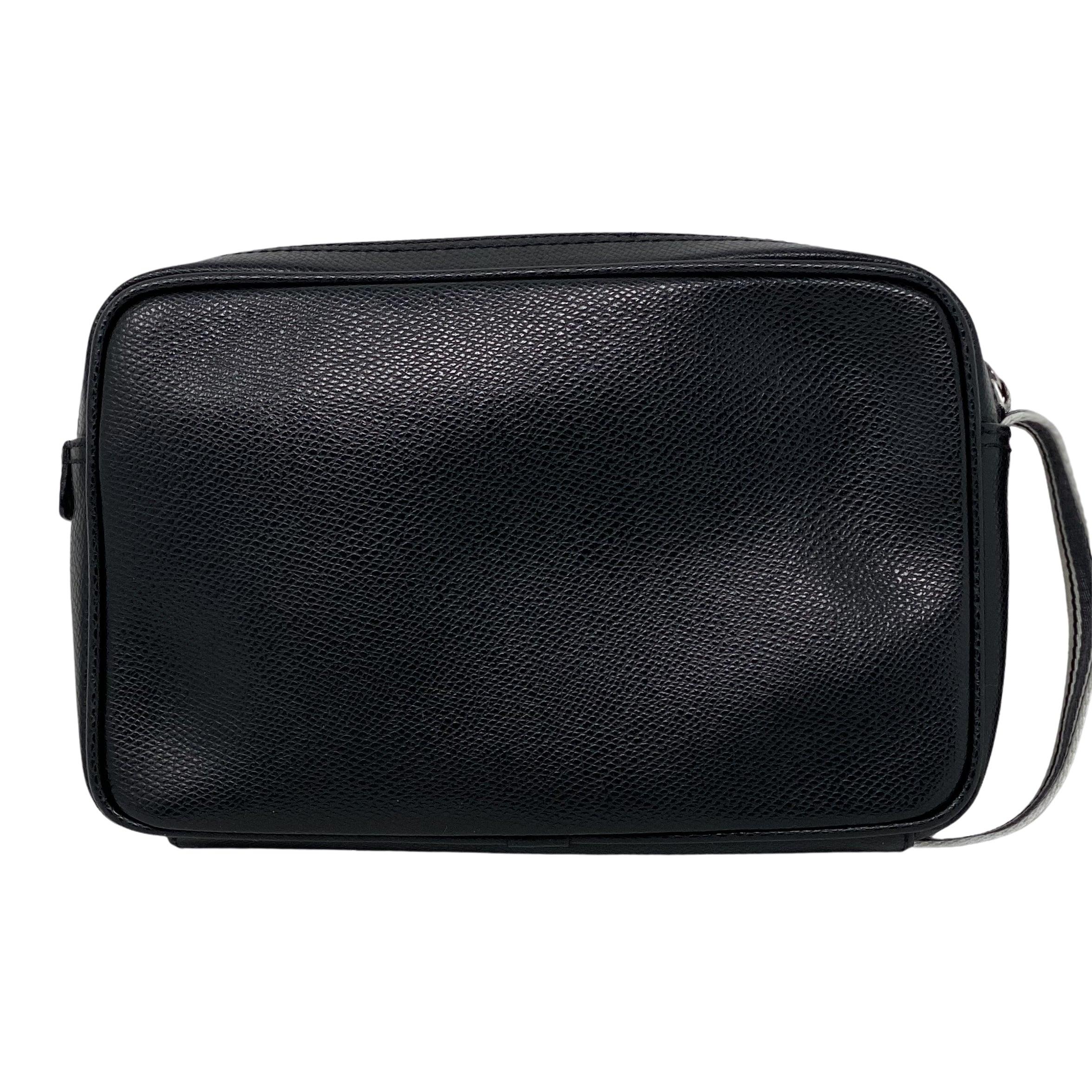 Ferragamo Black Leather Toiletry Pouch for Men & Women | Travel Cosmetic Bag | Luxury Organizer for Toiletries & Makeup | Perfect for Vacation, Gym & Business Trips