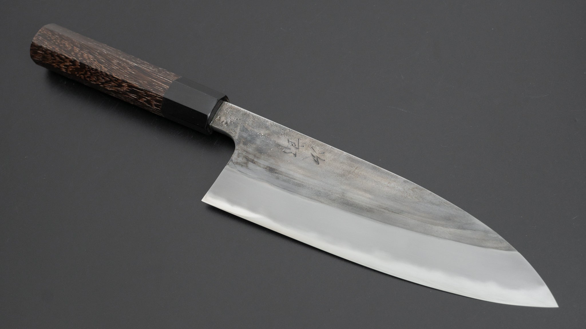 Premium Jiro Tsuchime Wa Santoku Knife 180mm - Japanese High Carbon Steel Blade with Taihei Tagayasan Wood Handle (#628) - Perfect for Sushi, Vegetables & Meat Cutting