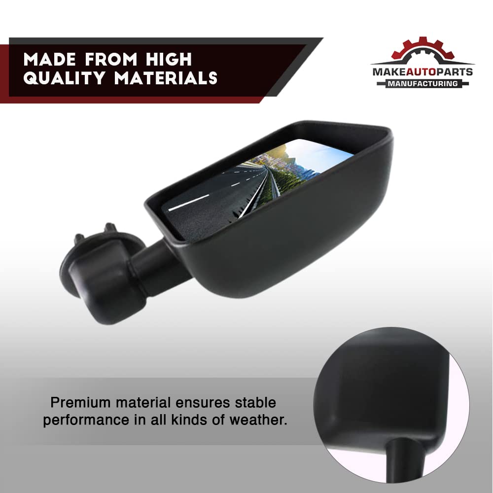 2007-2015 Jeep Wrangler Manual Folding Textured Black Side Mirrors Set (Driver & Passenger) - CH1321271 CH1320271 | Durable Off-Road Replacement for Enhanced Visibility