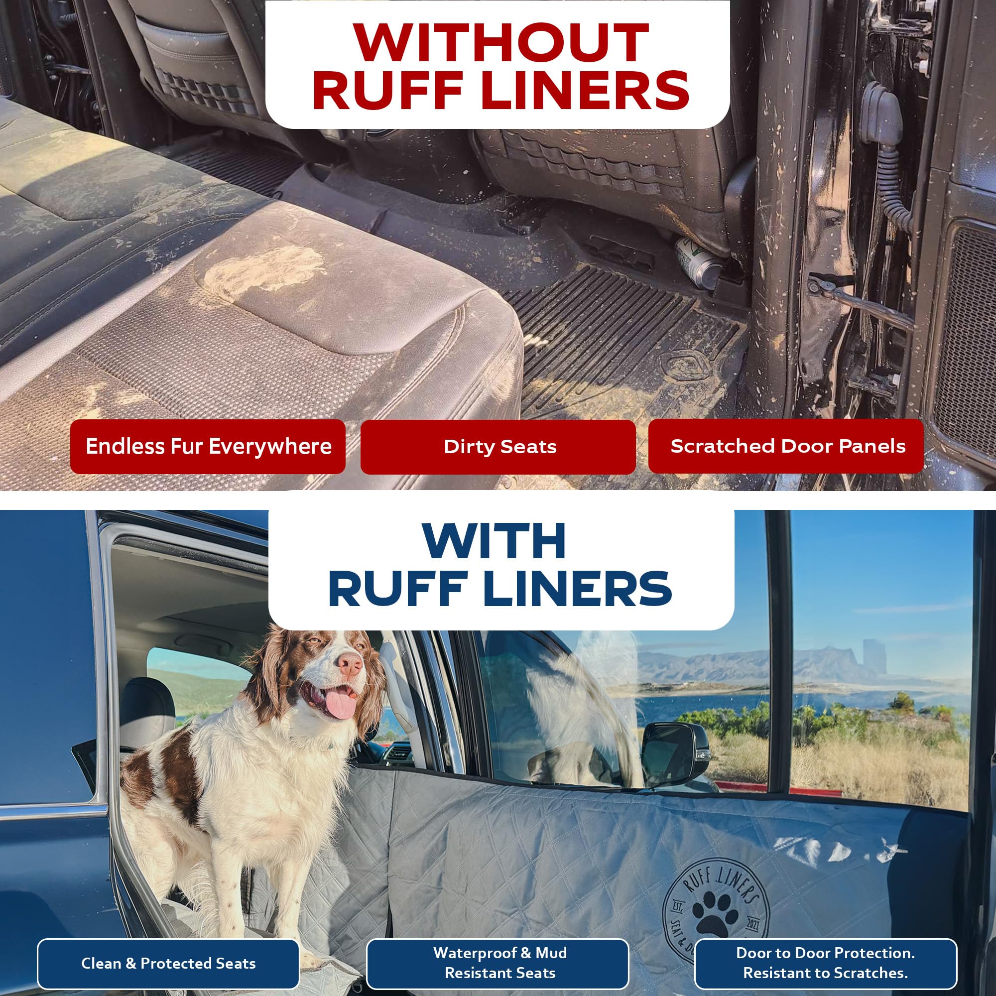 Dog Hammock for Truck with Door Protection - Heavy Duty Large Waterproof Pet Seat Cover for Full-Size Trucks - Machine Washable with Travel Bag - Perfect for Road Trips & Outdoor Adventures with Your Dog
