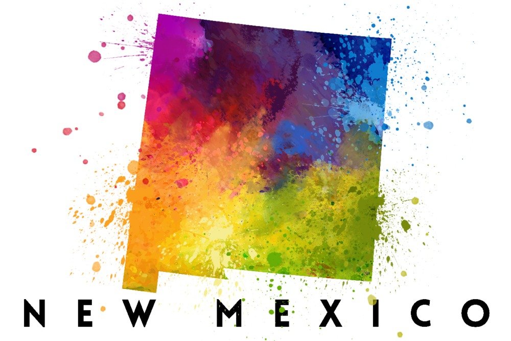 New Mexico State Abstract Watercolor Art Print - 36x54 Giclee Gallery Quality Travel Poster for Wall Decor | Perfect for Southwest Home Decor, Office Art & Gift for Travel Lovers
