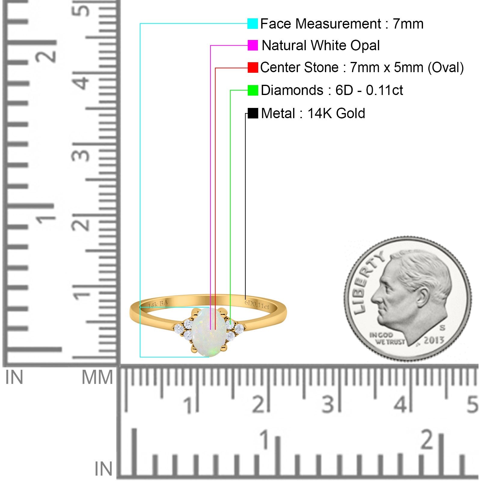 14K Gold 0.87ct Art Deco Oval 7mmx5mm G SI Diamond Engagement Ring for Women - Elegant Wedding Band, Anniversary Gift, Promise Ring for Her
