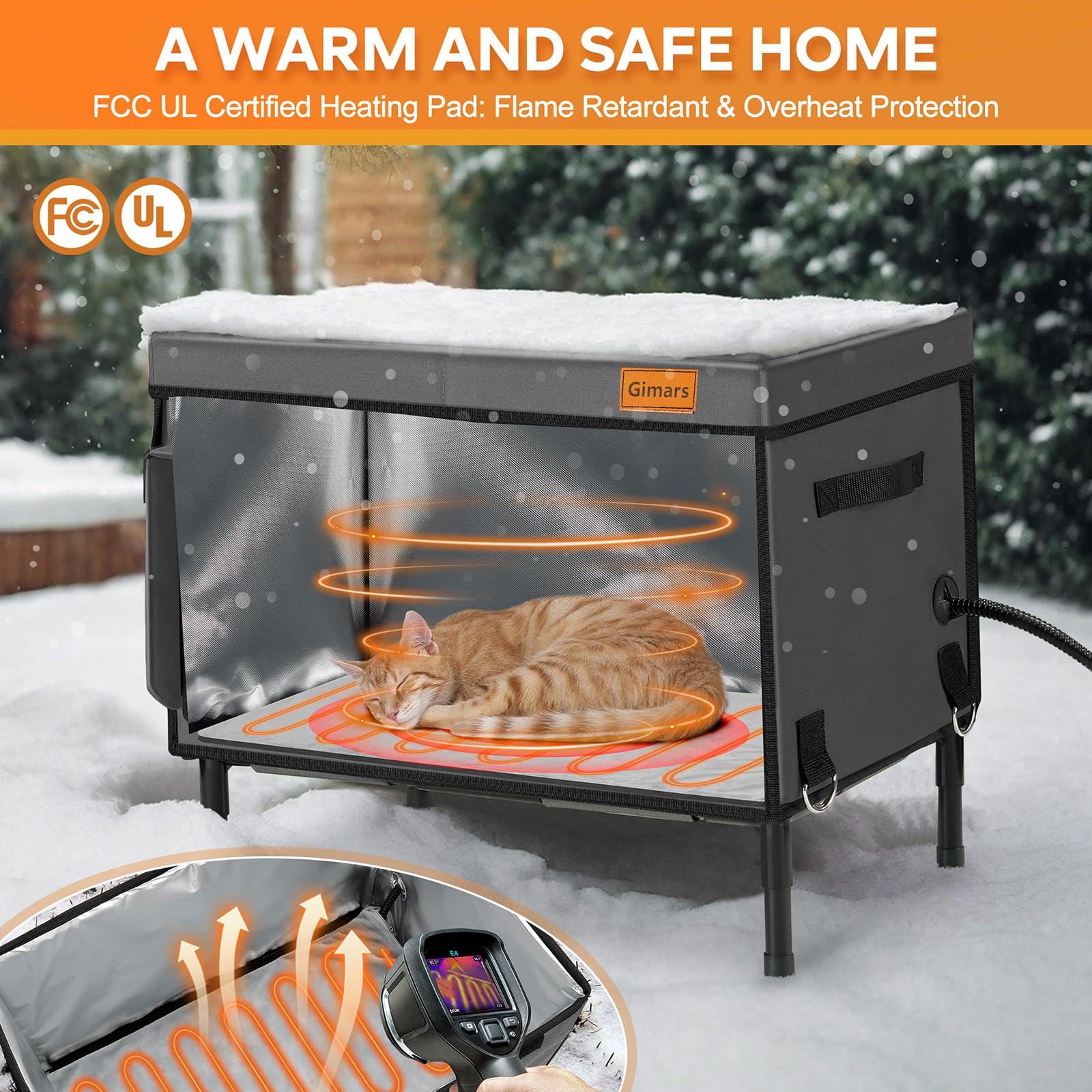 Heated Outdoor Cat House for Winter - Waterproof Insulated Shelter with Heating Pad, 5.1