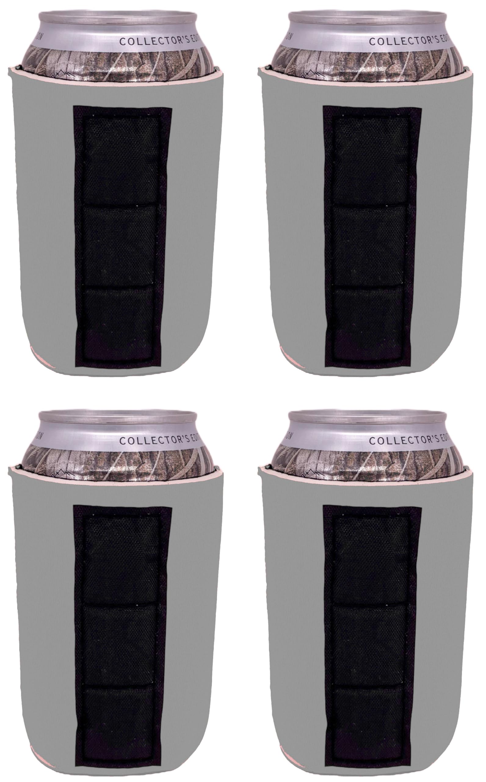 4 Pack Gray Blank Magnetic Can Coolers - Insulated Beer Soda Can Koozies for Outdoor BBQ, Camping, Tailgating & Pool Parties