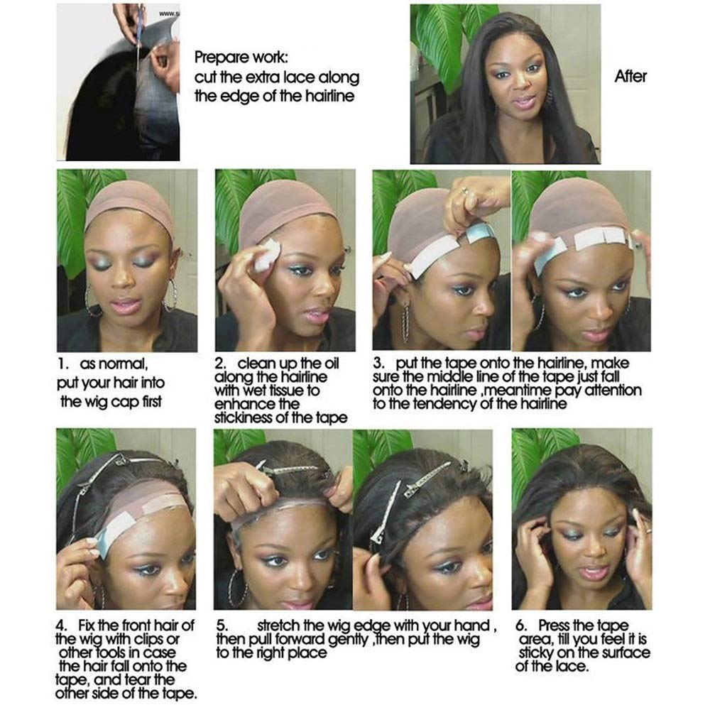 CREATE BEAUTY Lace Front Wig Tape - 36 Pieces Waterproof Strong Hold Double Sided Adhesive for Wigs (Yellow) | Secure All-Day Wear for Cosplay, Daily Use & Special Occasions