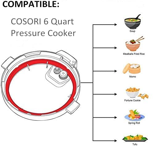 Premium Silicone Sealing Ring for COSORI 6 Quart Electric Pressure Cooker - 100% Food-Grade Replacement Gasket (2-Pack) - Perfect for Rice Cookers & Slow Cookers - Leak-Proof & Durable Kitchen Accessories