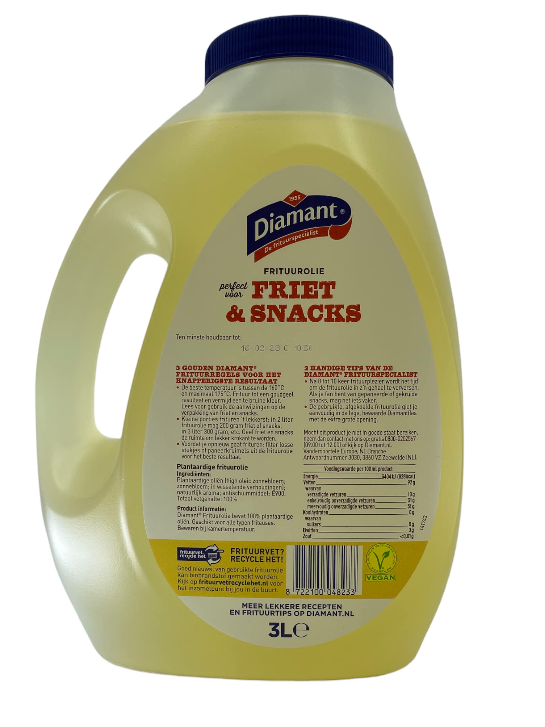 Premium Diamond Fry & Snacks Frying Oil - Palm Oil Free, 3 Liter - Perfect for Restaurants, Catering & Home Cooking