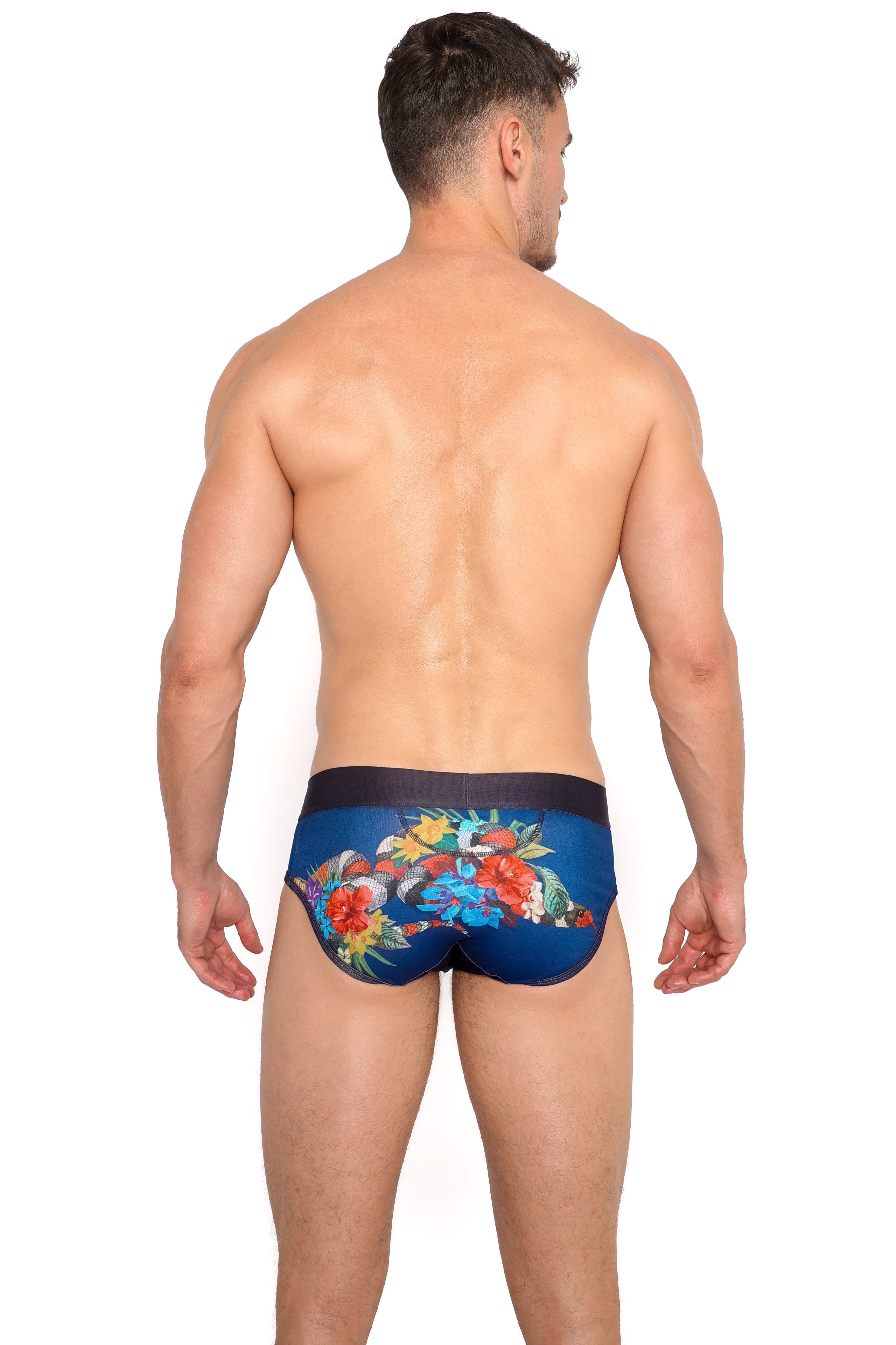 Floral Snake Print Men's Underwear - Soft Cotton Boxer Briefs for Comfort & Style - Perfect for Casual Wear, Lounge & Sleep