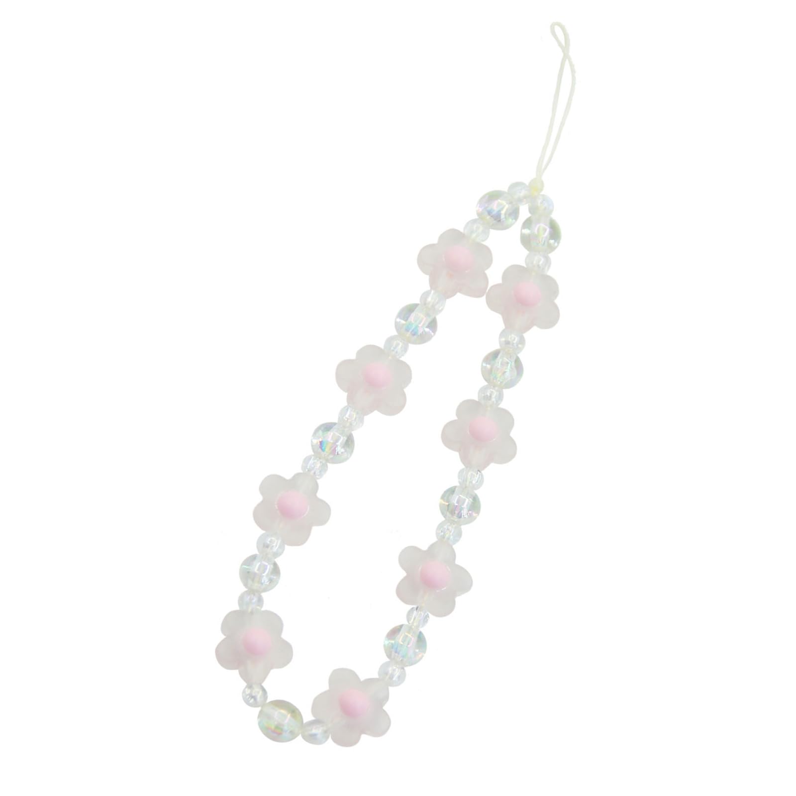 Aesthetic Strawberry Phone Charms with Bowknot Heart - Kawaii Cute Beaded Phone Strap for iPhone, AirPods & Keys (Pink/White) | Perfect for Girls, Teens & Gift Giving