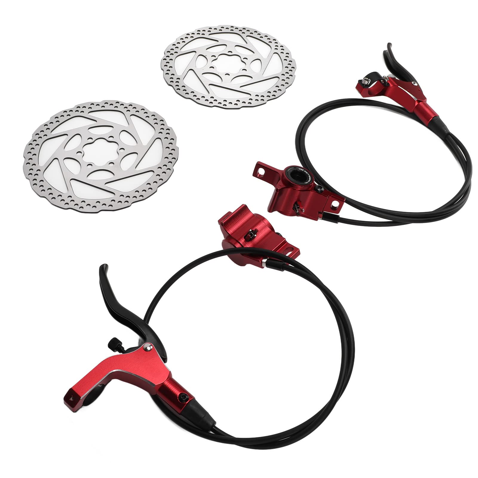 Mountain Bike Hydraulic Disc Brake Kit - Red, High Performance Wear Resistant Braking System for Road & Trail Riding | Perfect for Downhill, Commuting & Off-Road Cycling
