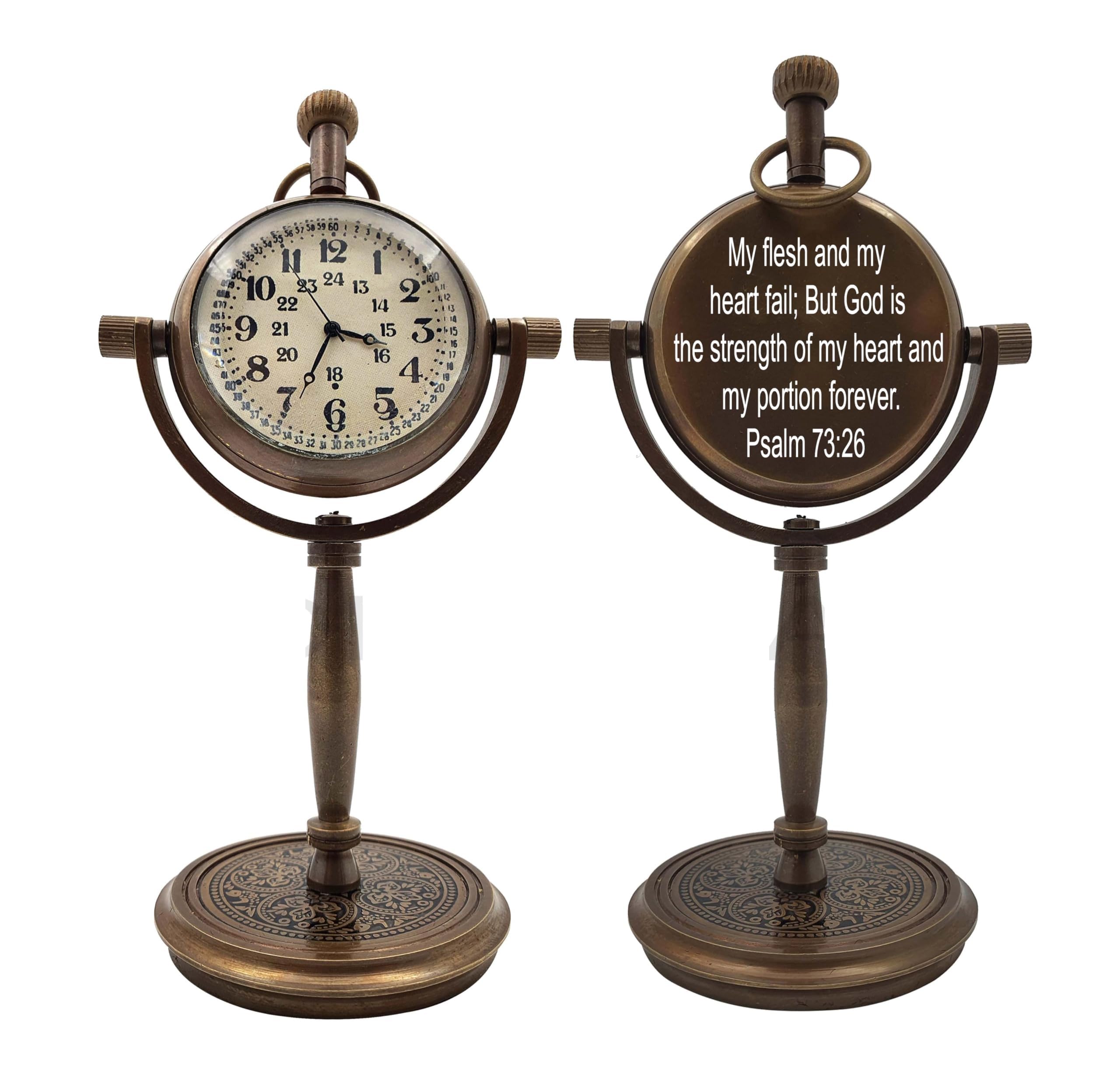 Vintage Brass Mechanical Desk Clock - Personalized Antique Table Watch for Office & Home Decor | Romantic Gift for Boyfriend, Husband, Birthday & Wedding | Perfect for Study, Office Desk & Vintage Lovers
