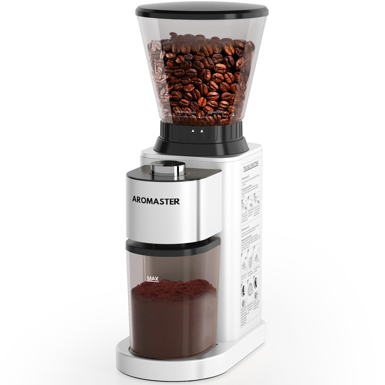 Premium Stainless Steel Conical Burr Coffee Grinder for Fresh Ground Beans - Electric Coffee Bean Grinder with Adjustable Settings for Espresso, French Press & Drip Coffee - Perfect for Home, Office & Coffee Shops